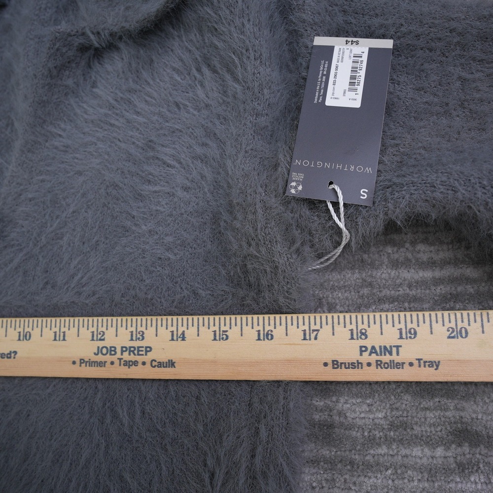 Worthington Loft Gray Eyelash Knit Short Sleeve Polo Sweater Small NWT - Picture 5 of 7